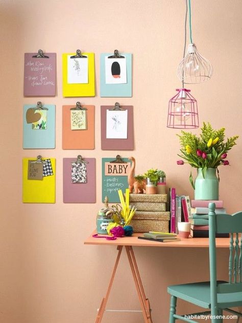 Here are a few ideas that will help you decorate you home office in a way that will make your work environment a lot more pleasant and enjoyable. #interiordesign #decoration #home #homedecor #office #interior #interiordesignideas Organisation Station, Trending Paint Colors, Funky Home Decor, Custom Mosaic, Mosaic Artwork, Clipboard, Home Office Design, Ikea Hack, 인테리어 디자인