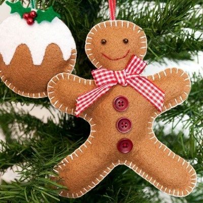 Make your own felt gingerbread man Christmas tree decoration Sewing Gingerbread Men, Make Your Own Christmas Tree, Felt Gingerbread Man, Gingerbread Man Decorations, Felt Ornaments Diy, Felt Gingerbread, Felt Christmas Tree Decorations, Pretty Christmas Decorations, Gingerbread Crafts