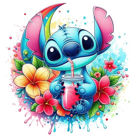 Stitch Tattoo Design, Stitch Clipart, Stitch Watercolor, Lilo And Stitch Characters, Stitch Png, Hantverk Diy, Lilo And Stitch Drawings, Whatsapp Wallpaper Cute, Stitch Drawing