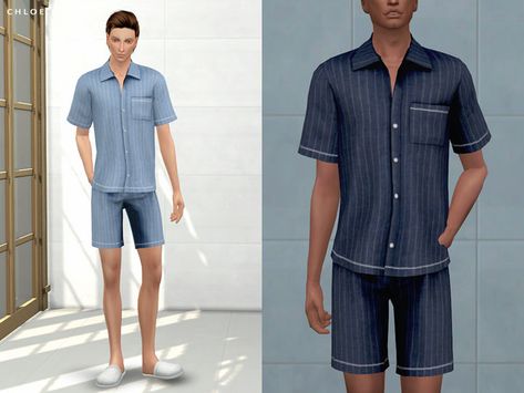 ChloeMMM's ChloeM-Pajama Male Sims 4 Cc Male Pjs, Male Pjs, Hair The Sims 4, Boho Style Jumpsuit, Sims 4 Cc Clothes, Sim4 Cc, Ts4 Clothes, Male Sims, Male Shirts