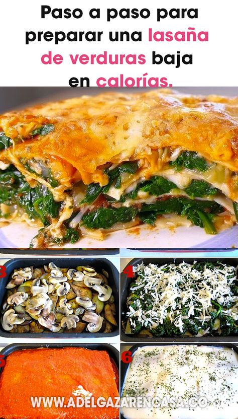 #receta #lasaña #verduras #bajascalorías #adelgazar #cocina Menu Restaurant, Savoury Food, Healthy Drinks, Lasagna, Vegan Vegetarian, Health Food, Vegetarian Recipes, Food And Drink, Yummy Food