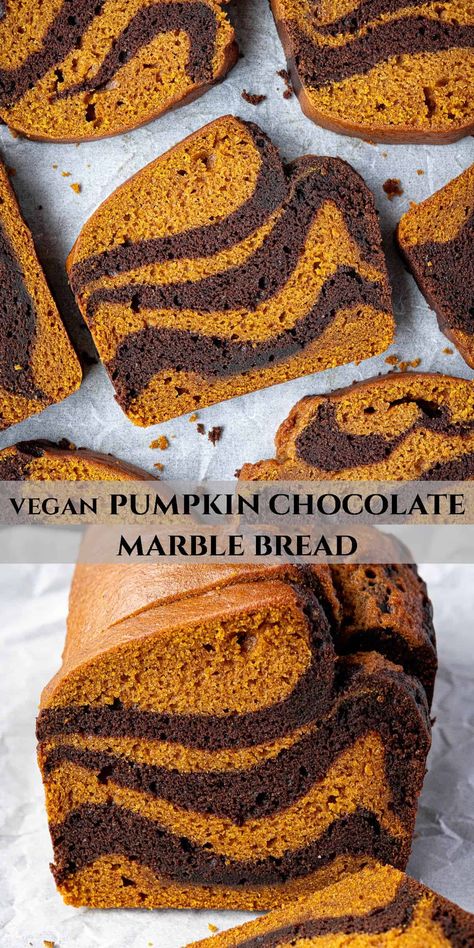 Vegan Chocolate Pumpkin Bread, Autumnal Cake, Chocolate Marble Bread, Yule Wedding, Vegan Marble Cake, Vegan Pumpkin Cake, Pumkin Cake, Marble Bread, Chocolate Pumpkin Bread