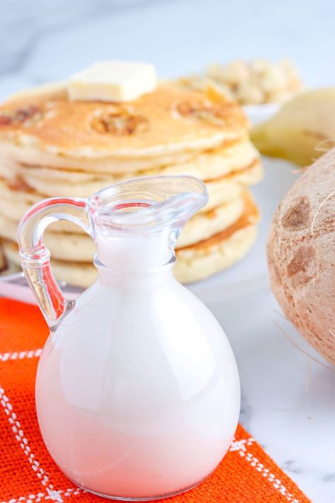 Milk Syrup For Pancakes, Coconut Pancake Syrup, Coconut Syrup Recipe, Coconut Milk Pancakes, Syrup For Pancakes, Maple Syrup Cookies, Pancake Syrup Recipe, Hawaiian Breakfast, Spicy Southern Kitchen