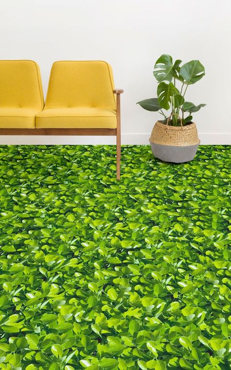 Foliage is a Greenery Vinyl Flooring design that features a photo-realistic depiction of an invitingly soft, bright green leafy ground. Create a fresh and lively atmosphere in your home or commercial space with these lush green leaves making a dazzling impact on your floor. #vinyl #flooring #inspiration #design #decor #home #homedecor #interior #interiordesign #Ihavethisthingwithfloors Vinly Floor Texture, Green Vinyl Flooring, Forest Grove Vinyl Floors, Green Marmoleum Floor, Jungle Floor, Floor Vinyl, Camper Flooring, Flooring Designs, Aurora Design