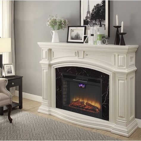 Traditional Fireplace Decor, White Electric Fireplace, Chimney Decor, Porch Wall Decor, White Fireplace, Traditional Fireplace, Home Fireplace, Fireplace Tile, Brick Fireplace