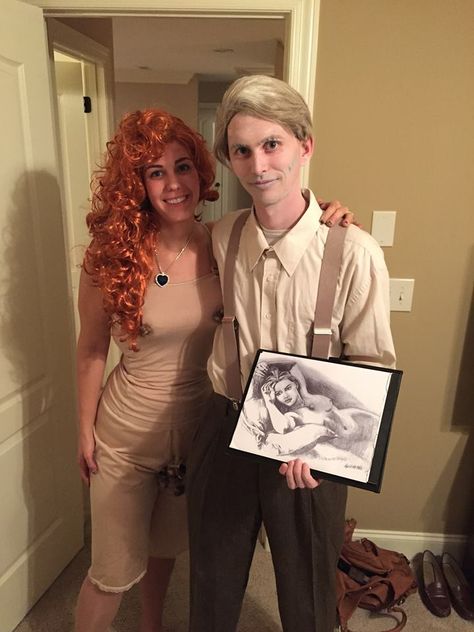 Forever 90s! Frozen Jack and Naked Rose (Titanic) Rose Titanic Cosplay, Rose And Jack Halloween Costume, Titanic Couple Costume, Rose Titanic Outfits, Jack And Rose Halloween Costume, Jack And Rose Costume, Rose Titanic Costume, Hilarious Costumes, Titanic Costume