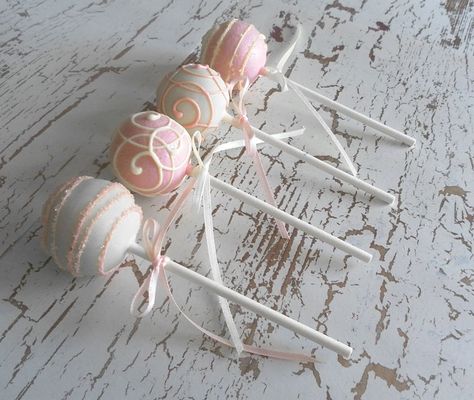 antique white and pink baby shower | Cake Pops - White and Light Pink Cake Pops for Baby Shower via Etsy. Light Pink Cake, Baby Shower Kuchen, Flower Cake Pops, Rose Cake Pops, Cake Pop Bouquet, Pink Cake Pops, Vintage Wedding Cake, Wedding Cake Pops, Christmas Cake Pops