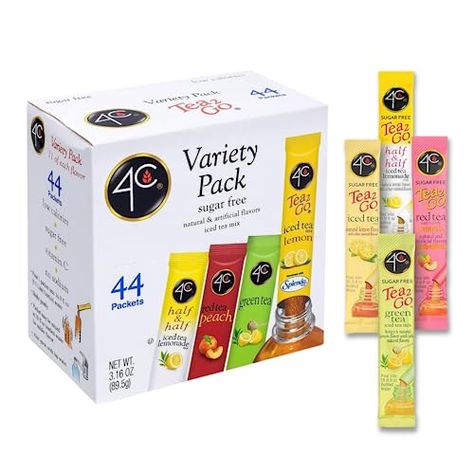 4C Powder Drink Mix Packets, Iced Tea Variety 1 Pack, 44 Count, Singles Stix On the Go, Refreshing Sugar Free Water Flavorings Water Flavoring, Green Lemonade, Powder Drink, Green Tea Lemon, Tea Varieties, Basketball Birthday, Fun Lunch, Peach Tea, Health Conscious