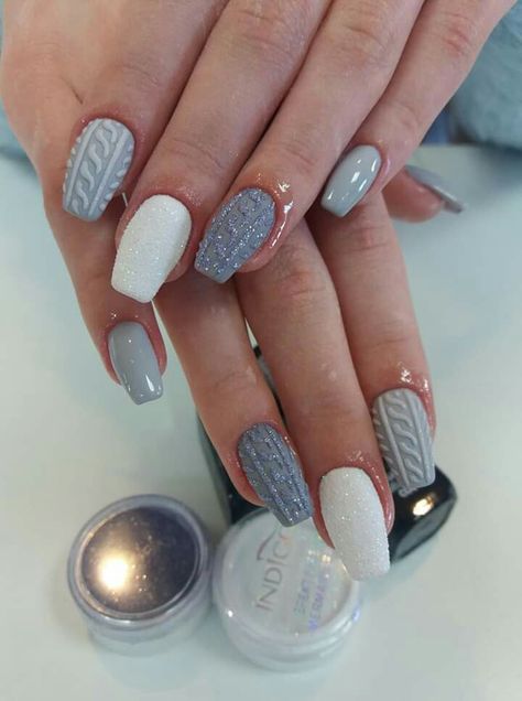 Glitter Nail Designs, Nail Designs Ideas, Winter Nails Acrylic, Sweater Nails, Her Nails, Snowflake Nails, Nail Designs Glitter, Glitter Nail, Xmas Nails