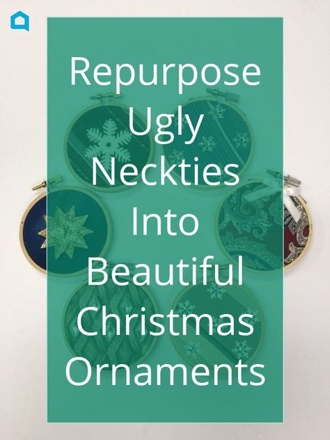 Necktie Christmas Ornament, Things To Make With Old Neck Ties, Necktie Ornaments, Neck Tie Crafts, Old Ties Projects Ideas, Crafts With Ties, Tie Ornaments, Old Neck Ties, Tie Tying