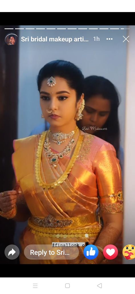 Kasu Necklace Designs, Golden Blouse Design, South Indian Bride Jewellery, Indian Brides Jewelry, Wedding Lips, South Indian Wedding Saree, Pre Wedding Photoshoot Outfit, Bridal Hairdo, Wedding Saree Collection