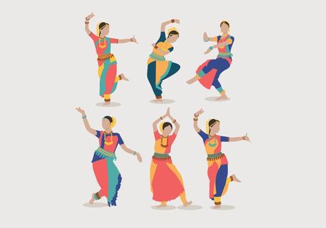 Indian Women Dancing Vector Dance Classical, Indian Dancing, Dancing Clipart, Bharatanatyam Dancer, Bharatanatyam Poses, Dance Vector, Dance Logo, Women Dancing, Indian Illustration