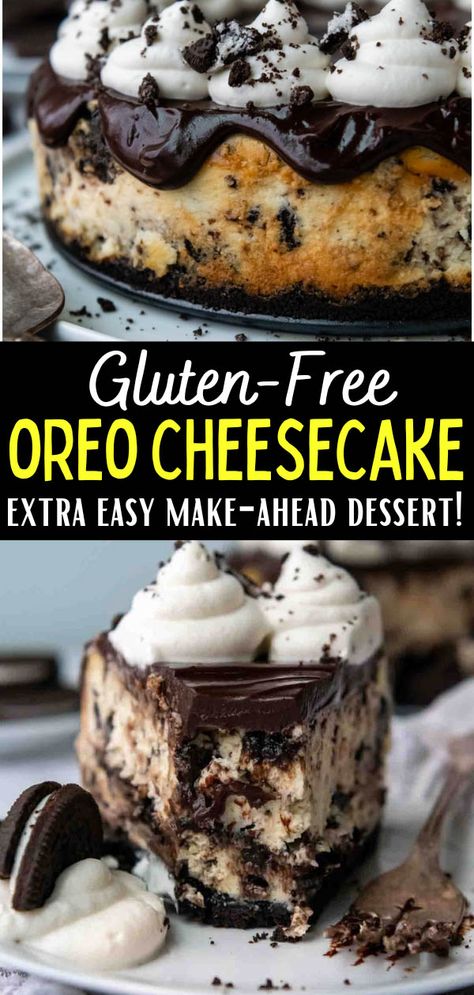 Cookies And Cream Filling, Gluten Free Cheesecake Recipes, Oreo Cheesecake Recipe, Oreo Cheesecake Recipes, Cookies And Cream Cheesecake, Best Gluten Free Desserts, Easy Gluten Free Desserts, Gluten Free Cheesecake, Baking Basics