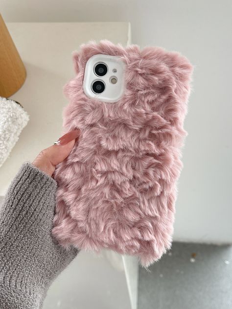 Plush Phone Case, Girl Headphones, Fluffy Phone Cases, Homemade Phone Cases, Diy Quilling Crafts, Girl With Headphones, Book Cover Diy, Pink Pouch, Stylish Iphone Cases