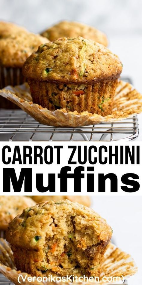 Carrot Zucchini Muffins on a wire rack. Carrot Zucchini Muffins, Carrot Muffin Recipe, Oat Crumble Topping, Carrot Zucchini, Zucchini Carrot, Make From Scratch, Carrot Muffins, Oat Crumble, Oat Muffins