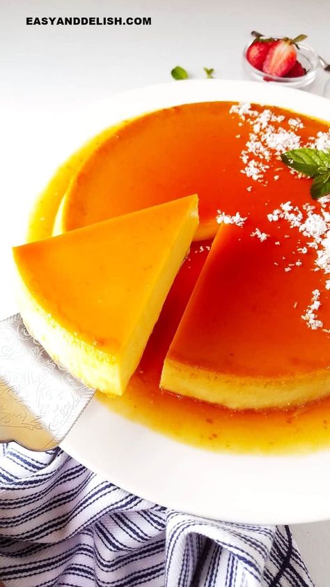 Coconut Flan Recipe, Flan Pan, Coconut Flan, Baked Custard, Flan Recipe, Coconut Milk Recipes, Coconut Custard, Delish Recipes, Canned Coconut Milk