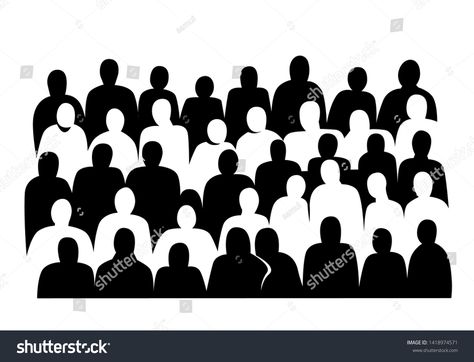 Crowd Drawing, Black Clipart, Face Pores, Conference Hall, Black Figure, Vector Banner, Group Of People, People Illustration, Museum Exhibition