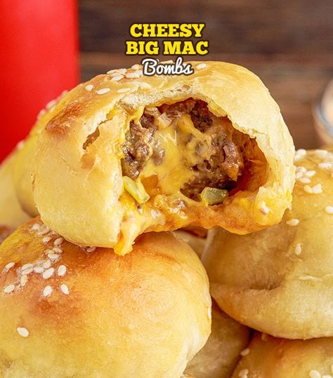 Big Mac Bites, Mac Bites, Pies Savory, Slow Roasted Italian, Cheesy Meatballs, Cheese Stuffed Meatballs, Spicy Chicken Sandwiches, The Slow Roasted Italian, Bombe Recipe