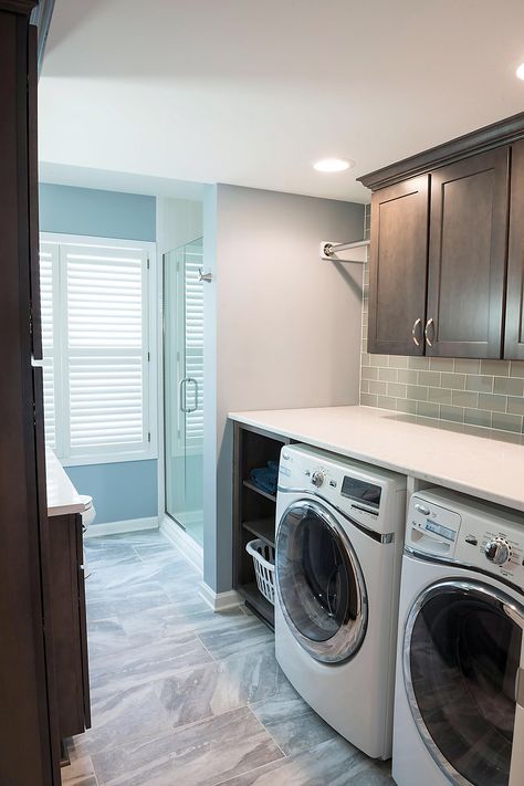 Bath Laundry Combo, Bathroom And Laundry Room Combo, Bathroom Laundry Room Combo, Laundry Room Bathroom Combo, Laundry Bathroom Combo, Bathroom With Laundry, Design A Bathroom, Laundry Room Flooring, Basement Laundry