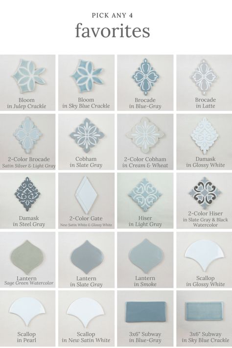 Favorites Sample Pack - Julep Tile Company #tile #handmade #tile Diy Kitchen Renovation, Blue Tile, Tile Companies, Tile Designs, Classic Kitchens, Kitchen Tile, Bathroom Tile, Handmade Tiles, Kitchen Remodeling