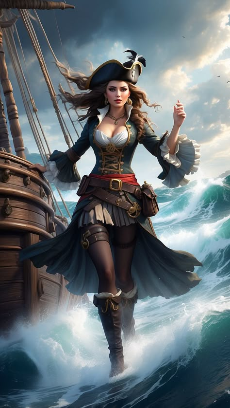 Aesthetic Pictures - Aesthetic Wallpapers #AestheticPictures #AestheticWallpapers Pirate Woman Aesthetic, Steampunk Pirate Female, Pirate Women, Steampunk Fashion Women, Pirate Aesthetic, Girl Pirate, Pirates Illustration, Pirate Princess, Girl Pirates