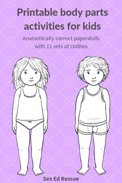 Some printable body parts activities for kids - paperdolls that come with 11 sets of clothes (plus theya re anatomically correct) #SexEdRescue #parenting #bodyparts #parentinghacks #sexeducation Boundaries Activities, Body Parts For Kids, Safety Rules For Kids, Printable Paper Dolls, Throbbing Headache, Free Printable Paper Dolls, Keeping Kids Safe, Paper Dolls Printable, How To Start Conversations