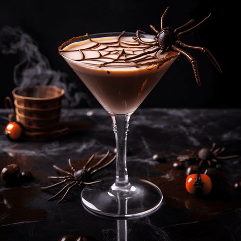 Spider Bite Martini Cocktail Recipe - The Spider Bite Martini is a sweet and creamy cocktail. The vodka provides a strong base, while the creme de cacao adds a rich chocolate flavor. The cream smooths out the cocktail, giving it a velvety texture that's easy on the palate. Chocolate Martini Recipe, Chocolate Vodka, Spider Bite, Creamy Cocktails, Chocolate Martini, Spider Bites, Vodka Martini, Chocolate Liqueur, Halloween Chocolate