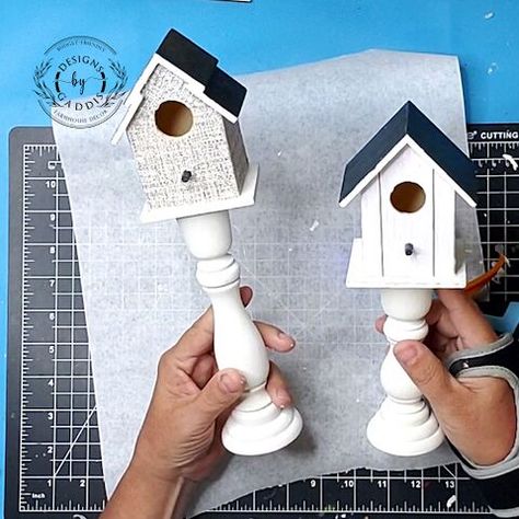 Decorating With Bird Houses, Dollar Tree Birdhouse Crafts, Decorated Bird Houses, Bird House Craft, Painted Bird Houses Ideas, Hand Painted Birdhouses, Birdhouse Craft, Wood Birdhouses, Bird Houses Ideas Diy