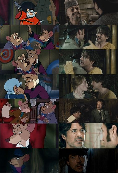 "The Great Mouse Detective" and "Sherlock Holmes: A Game of Shadows" - compare and contrast. Original Sherlock Holmes, Sherlock Holmes Robert Downey Jr, The Great Mouse Detective, Holmes Movie, Elementary My Dear Watson, Literary Characters, Sherlock John, Tv Characters, Johnlock