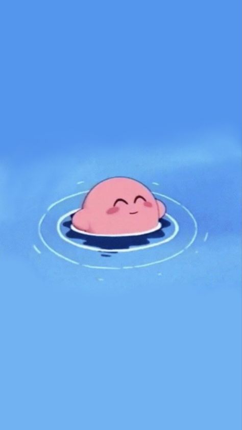 Kirby In Water, Kirby Profile Picture, Kirby Swimming, Kirby Phone Wallpaper, Kirby Lockscreen, Kirby Iphone Wallpaper, Kirby Wallpaper Iphone, Blue Kirby, Kirby Painting