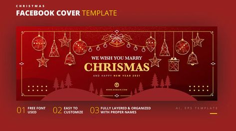 Christmas - Facebook Cover & Banner Template. AI, EPS. 851 x 315 Pixel. Christmas Facebook Cover, Facebook Cover Template, Christmas Cover, Cover Templates, Christmas Event, Facebook Banner, Website Header, Facebook Timeline Covers, Timeline Covers