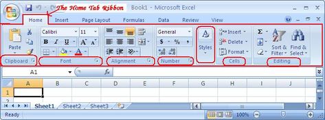 The Home Tab of Microsoft Excel 2007 Office Tips, At Home Abs, Online Photo Editing, Excel Tips, Excel Tutorials, Numbers Font, Microsoft Excel, Microsoft Office, Page Layout