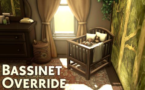 Sims4 Newborn Cc, Newborn Bassinet, Newborn Crib, Sims Medieval, Sims Baby, Cc Furniture, Cute Furniture, Sims 4 House Design, Sims Building