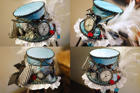 Alice Hat, Steam Punk Diy, Steampunk Alice In Wonderland, Alice In Wonderland Hat, Moda Steampunk, Steampunk Party, Alice Costume, Mini Hats, Mad Hatter Hat