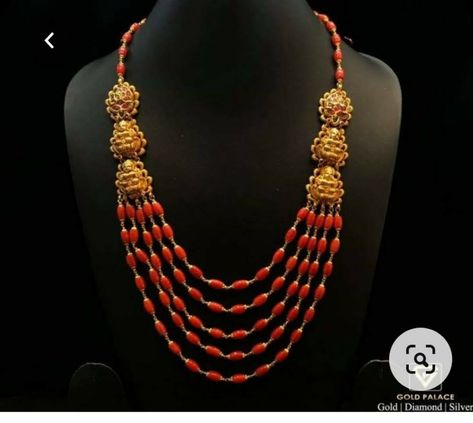 Pagadalu Jewellery, Peral Necklace, Beads Jewellery Designs, Pearls Mala, Emerald Beads Necklace, Coral Jewelry Vintage, Ruby Jewelry Necklaces, Gold Jewelry Prom, Coral Jewelry Set