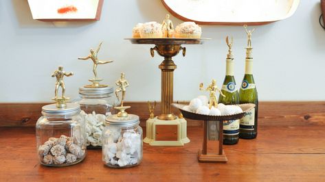 Trophy Upcycle Repurposed, Upcycle Old Trophies, Repurpose Old Trophies, Old Trophy Ideas What To Do With, Old Trophies Ideas What To Do With, Upcycle Trophies, Trophy Upcycle, Repurposed Trophies, Trophy Craft