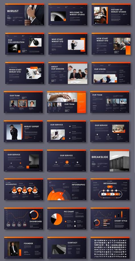 Wirust – Business PowerPoint Template. 39 Slides. File Size: 1.42 MB. Vector. Dimensions: 1920 x 1080 px. Layered Ppt Template Design, Presentation Slides Design, Branding Portfolio, Business Presentation Templates, Professional Powerpoint Templates, Powerpoint Design Templates, Powerpoint Presentation Design, Professional Powerpoint, Social Media Design Inspiration