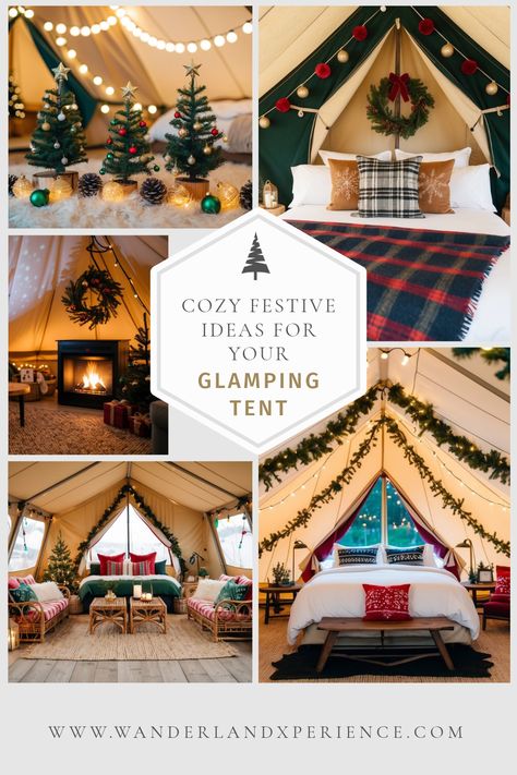 Get inspired with our Glamping Inspiration guide! Learn how to set up Christmas Lighting and fun Christmas decorations to create a cozy holiday retreat. Click for more ideas! Camping For Christmas, Christmas Camping Decorations, Camping Date Night, Glamping Decor, Camping Date, Pine Wreaths, Glamping Inspiration, Christmas Camping, Decor Organization Ideas