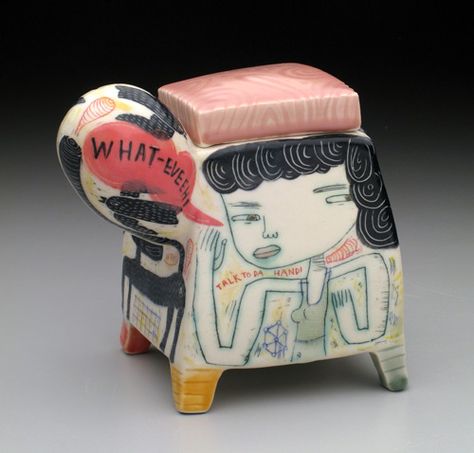 Kevin Snipes Underglaze Ceramics, Clay Creatures, Pottery Decoration, Ceramic Arts Daily, Clay Box, Pottery Form, Ceramic Boxes, Ceramics Projects, Ceramic Vessel