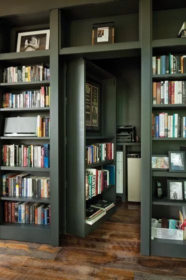 Home Library Secret Door, Hidden Door In Bookcase, Hidden Book Room, Bookshelves Secret Door, Bookcase With Secret Door, Secret Study Room, Hidden Doors In Bookcases, Secret Library Room Bookcase Door, Secret Door In Bookcase