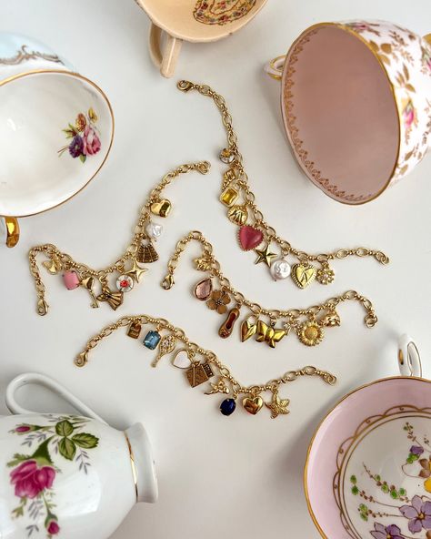 charm obsessed💐💭💝🏹✨ #charmbracelets #vintagestyle #shabbychic #cottagecore #pinterestaesthetic #pinterestinspired #girlyfashion #fashionstyle #jewelryinspo Cottagecore Jewelry, Jewelry Lookbook, Girly Fashion, Jewelry Inspo, Charm Jewelry, Shabby Chic, Lookbook, Vintage Fashion, Charms