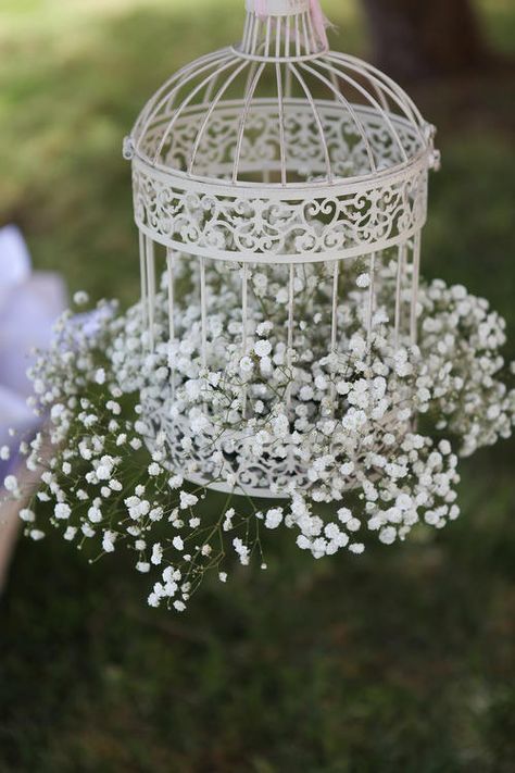 Birdcages Wedding Decor, Birdcage Decor Ideas Wedding, White Bird Cage Decor, Birdcage Floral Arrangements, Birdcage Wedding Centerpieces, Bird Cage Wedding Decor, Birdcage Decor Ideas, Engagement Party Table Decor, Birdcage Centerpiece