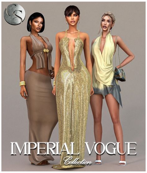 CAMUFLAJE - Imperial Vogue Collection Teaser (6 items) | Patreon Vogue Collection, Sims 4 Cheats, Sims 4 Cc Eyes, Free Sims 4, Sims 4 Expansions, Tumblr Sims 4, Sims 4 Dresses, Sims 4 Characters, Sims4 Clothes