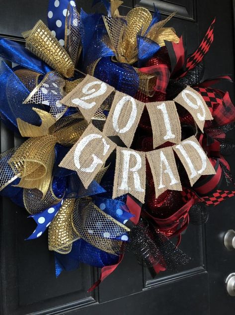 Divided Schools Graduation Wreath High School Wreath | Etsy Graduation Wreath Ideas, College Door Wreath, High School Wreath Ideas, School Spirit Wreaths For Front Door, Junior Year High School Banners, Graduation Wreath, High School Decor, Boys High School Graduation Party, Congratulations Balloons