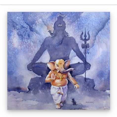 Lord Shiva And Ganesha, Ganesha Art Illustration, Canvas Without Frame, Symbols Of Power, Shivaji Maharaj Hd Wallpaper, Ganesha Drawing, Ganesh Art Paintings, Handmade Paintings, Lord Ganesha Paintings