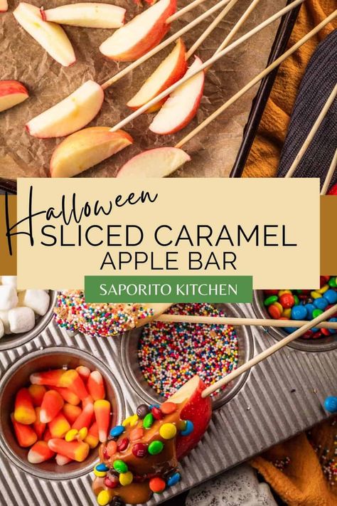 Apple Dippers Bar, Make Your Own Caramel, Candy Apple Bars, Caramel Apple Bar, Diy Caramel, Caramel Apple Slices, Apple Bar, Caramel Apple Bars, Halloween Apples