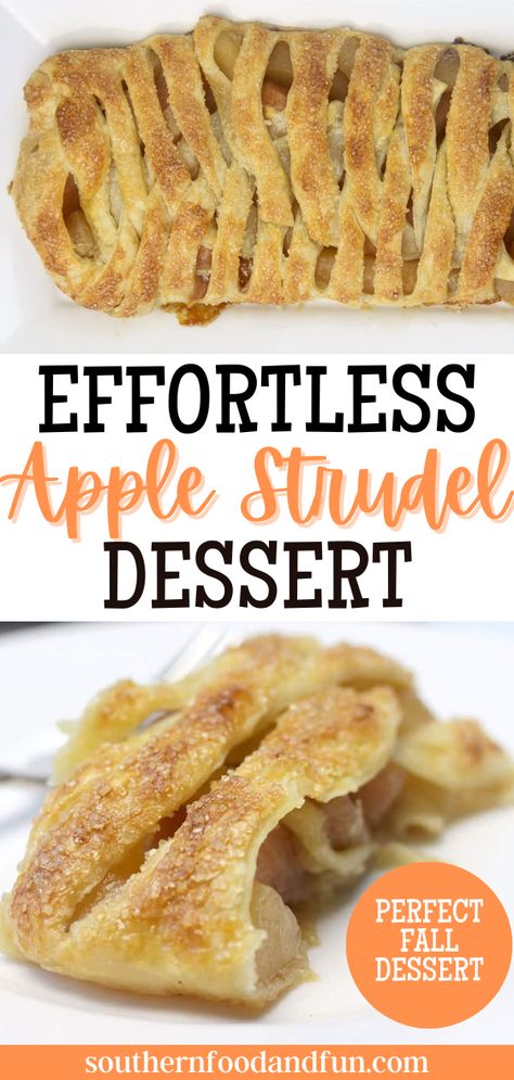 Apple Strudel Puff Pastry Pie Fillings, Best Apple Strudel Recipe, Carmel Apple Strudel Pie, Apple Strudel With Pie Crust, Puff Pastry Dessert Apple Pie Fillings, Fruit Strudel Recipes, Apple Streudel Recipe Easy, Apple Strudel With Puff Pastry, Puff Pastry Apple Strudel