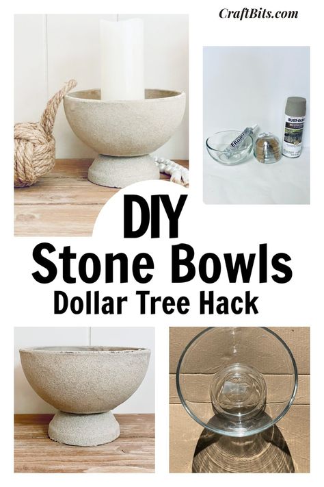 Diy Stone Bowl, Spray Painting Glass, Stone Spray Paint, Stone Pottery, Spray Paint Vases, Textured Spray Paint, Wicker Wreath, Spray Paint Furniture, Textured Bowls