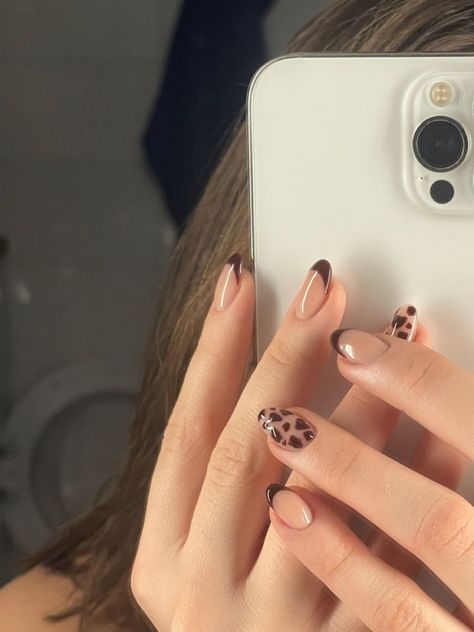 Kutek Disney, Brown Nails Design, Elegant Nail Art, Manicure Gel, October Nails, Nagel Tips, Smink Inspiration, Casual Nails, Leopard Nails