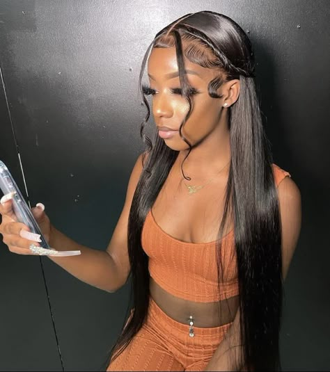 Long Straight Hair Styles For Black Women Lace Front Wigs, Front Hairstyles, Affordable Lace Front Wigs, Lace Wigs Styles, Black Hair Wigs, Cornrows Styles, Frontal Wig Hairstyles, Straight Weave Hairstyles, L A